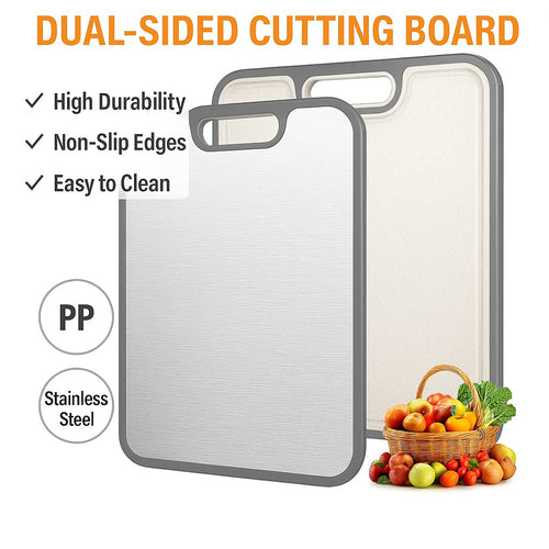 Steel & Wheat Straw Cutting Board, Double-Sided