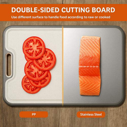 Steel & Wheat Straw Cutting Board, Double-Sided