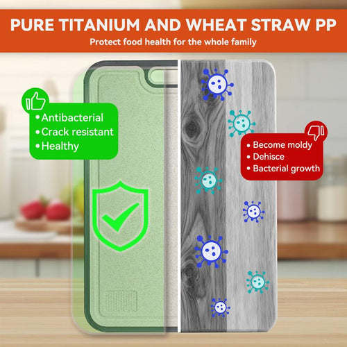 Steel & Wheat Straw Cutting Board, Double-Sided