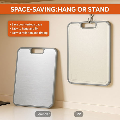 Steel & Wheat Straw Cutting Board, Double-Sided