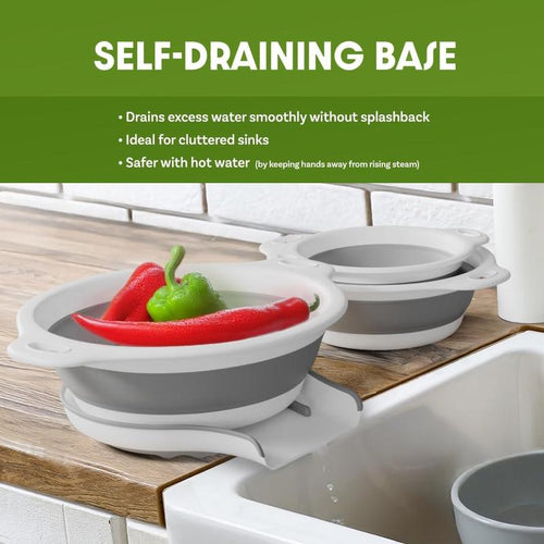 Collapsible Colander Set with Draining Base (3 Sizes + Base)