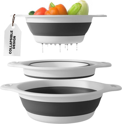 Collapsible Colander Set with Draining Base (3 Sizes + Base)