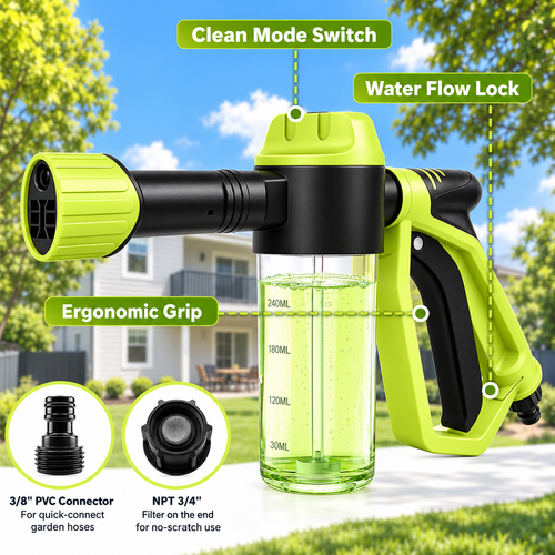 2-in-1 Hose Foam Cannon & Jet Wash Gun