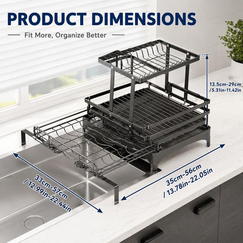 2-Tier Self-Draining Dish Rack: Bone-Dry Counter