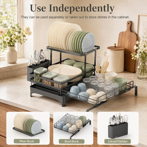 2-Tier Self-Draining Dish Rack: Bone-Dry Counter