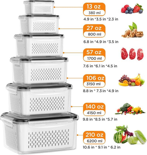 Containers with Removable Colander: Keeps Produce Fresh All Week