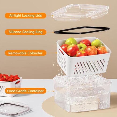 Containers with Removable Colander: Keeps Produce Fresh All Week