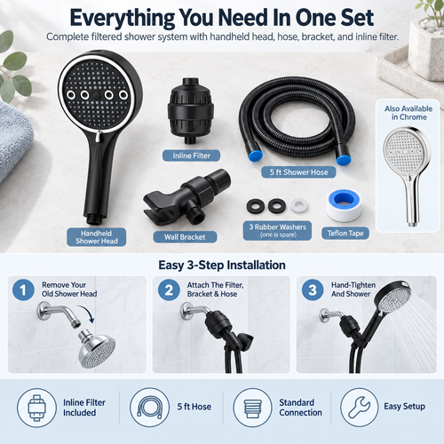 6-Mode Filtered Handheld Shower Head