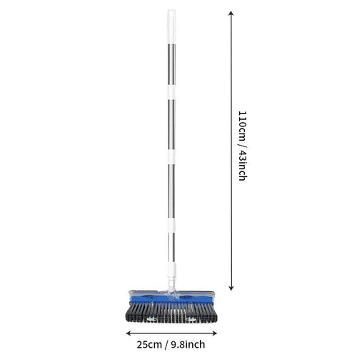 Liquid Dispensing Floor Scrub Brush with Squeegee: Cleaner Built Into the Head