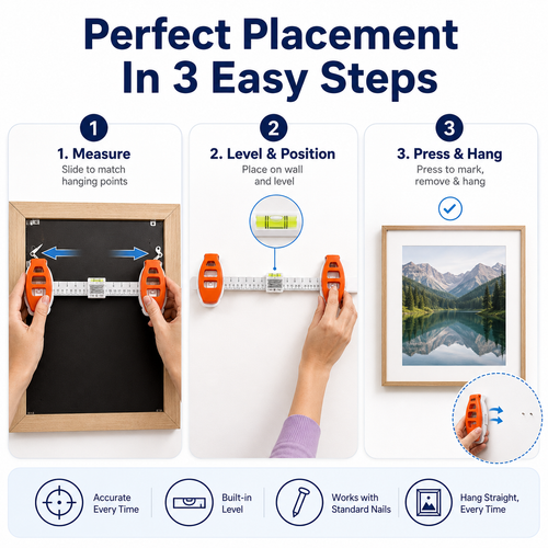 Easy Picture Hanging Tool: Hang Straight, Solo, No Hammer