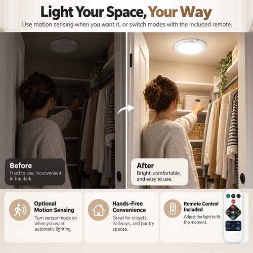 Motion Sensor Ceiling Light 2-Pack: 30-Second Install