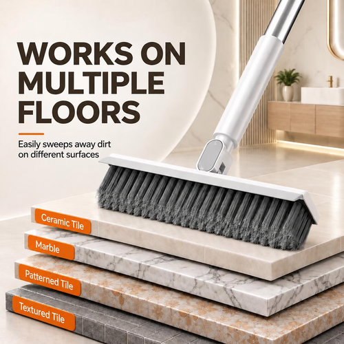 3-in-1 Rotating Scrub Brush & Squeegee: Stand Up While Scrubbing