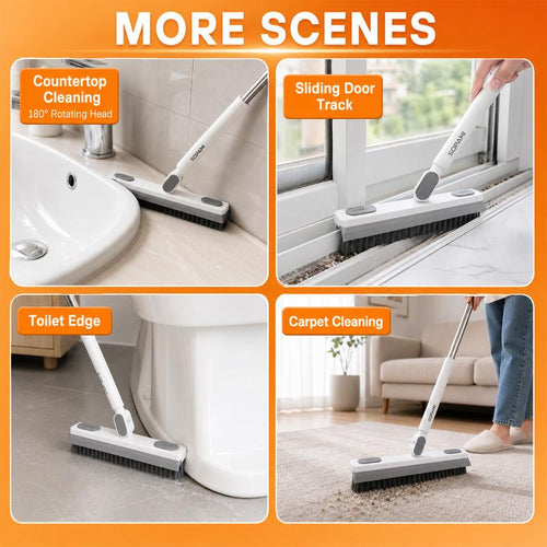 3-in-1 Rotating Scrub Brush & Squeegee: Stand Up While Scrubbing