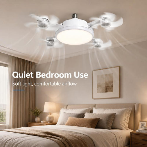 Screw-In Ceiling Fan with Light & Remote: No Electrician, 10-Second Install