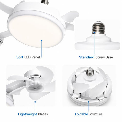 Screw-In Ceiling Fan with Light & Remote: No Electrician, 10-Second Install