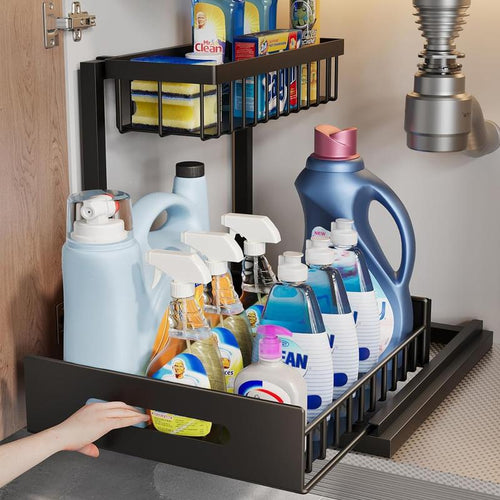 2-Tier Under Sink Pull Out Organizer: Everything In Reach