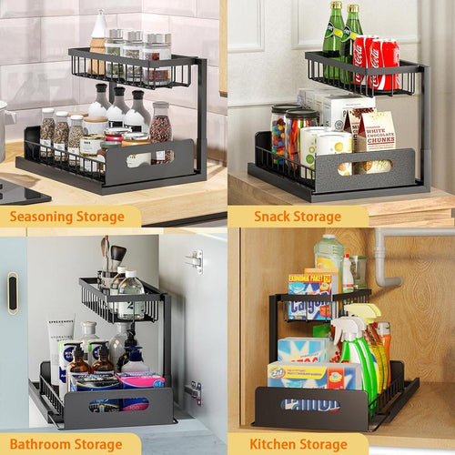 2-Tier Under Sink Pull Out Organizer: Everything In Reach