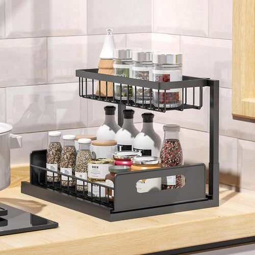 2-Tier Under Sink Pull Out Organizer: Everything In Reach