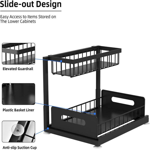 2-Tier Under Sink Pull Out Organizer: Everything In Reach