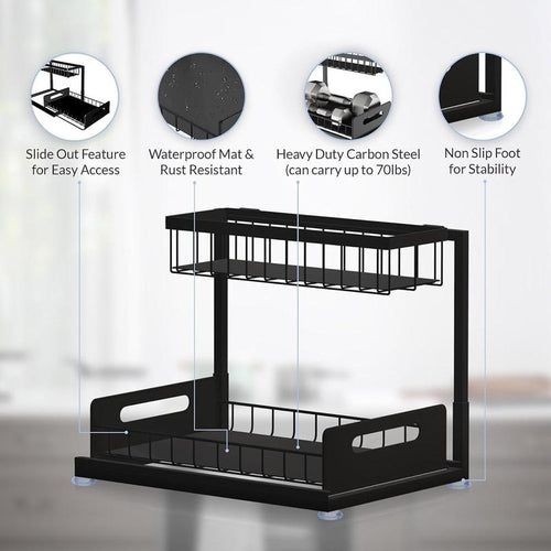 2-Tier Under Sink Pull Out Organizer: Everything In Reach