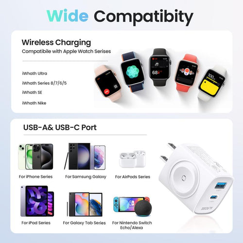 3-in-1 Travel Wall Charger & Watch Pad