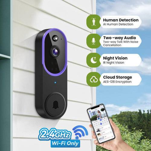 Wireless Video Doorbell Camera: See Who Is At Your Door From Anywhere, No Wiring and No Monthly Fee